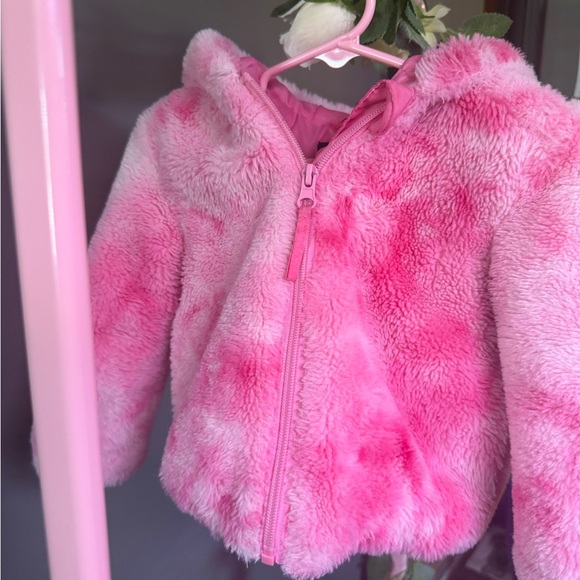 Rothschild Pink Fuzzy Hooded Zip Up Coat - Picture 1 of 5